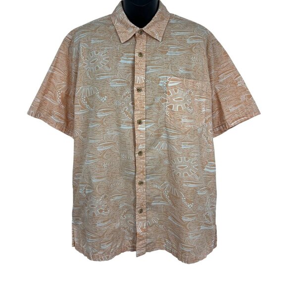 Cooke Street Honolulu Mens Short Sleeve Button Medium M Hawaiian Tribal EUC - Picture 1 of 8
